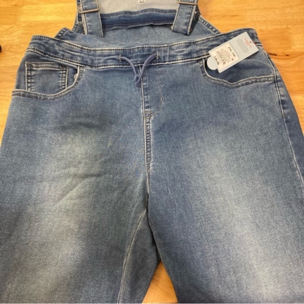Girls Jean Overalls Size 18 XXL Light Denim Bib Overalls Stretch - Picture 10 of 16